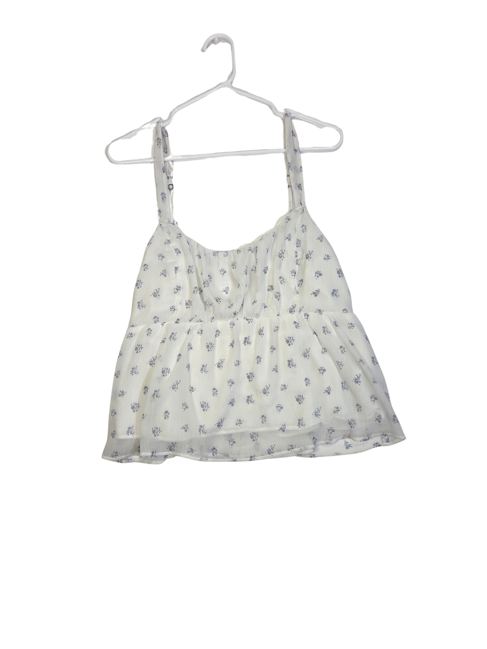 Ivory Floral Ruffled Camisole with Adjustable Straps - Picture 2 of 14